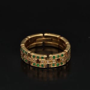 18ct Gold Emerald and Diamond Link Ring