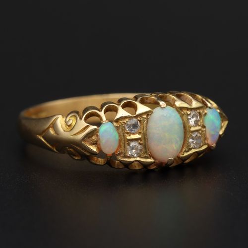 Edwardian 18ct Opal and Diamond Ring image-1