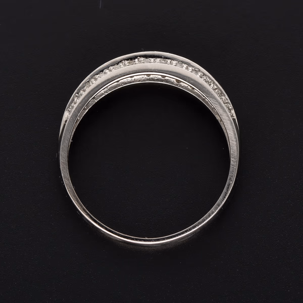 9ct White Gold Black & White Diamond Half Hoop Ring