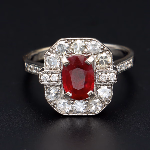 18ct White Gold Ruby and Diamond Ring