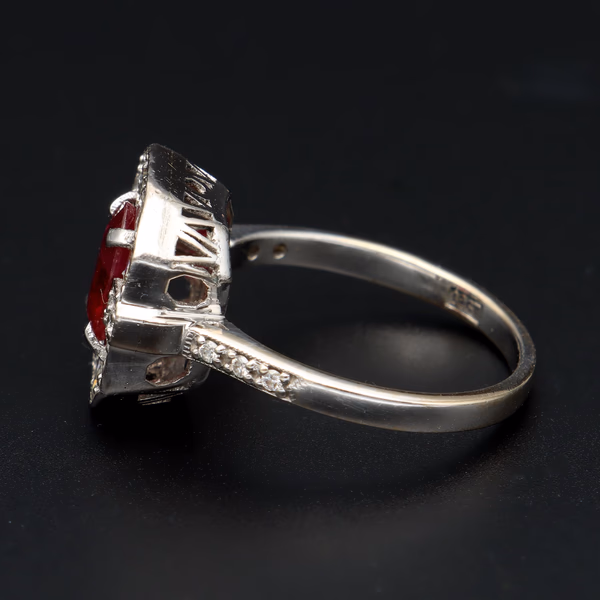 18ct White Gold Ruby and Diamond Ring