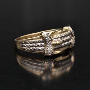 Large Gold Diamond Buckle Ring