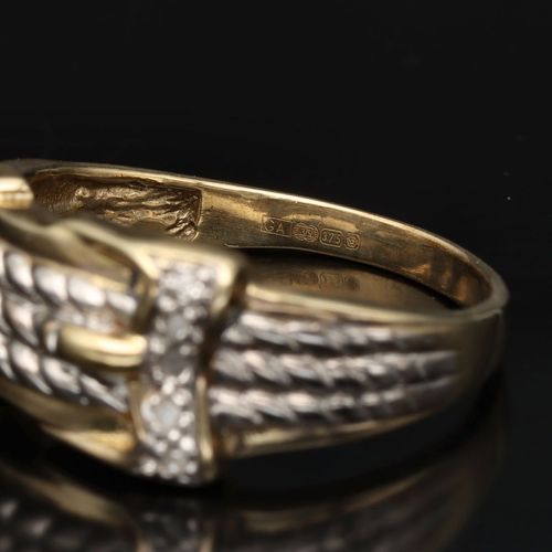 Large Gold Diamond Buckle Ring image-5