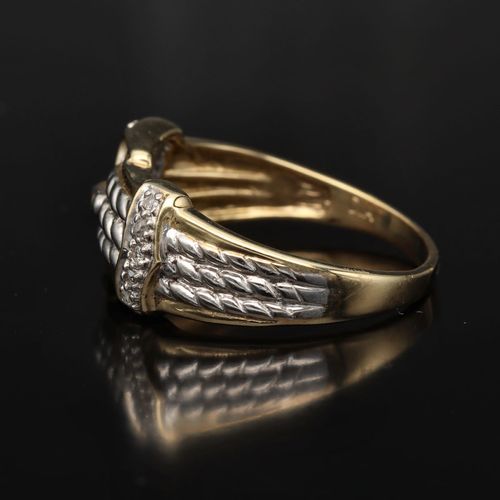 Large Gold Diamond Buckle Ring image-3