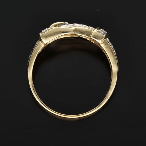 Large Gold Diamond Buckle Ring image-6