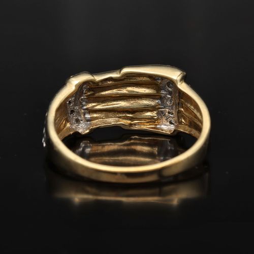 Large Gold Diamond Buckle Ring image-4