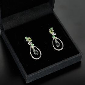 9ct Gold Peridot and Diamond Earrings