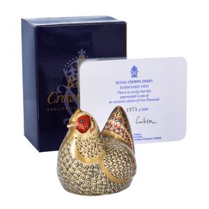 Boxed Limited Edition Royal Crown Derby Farmyard Hen