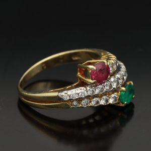 18ct Gold Ruby Emerald and Diamond Ring