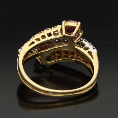 18ct Gold Ruby Emerald and Diamond Ring image-5