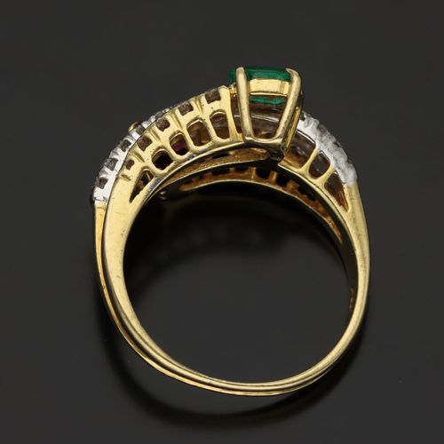18ct Gold Ruby Emerald and Diamond Ring image-6