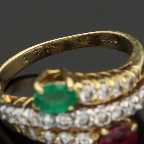 18ct Gold Ruby Emerald and Diamond Ring image-4