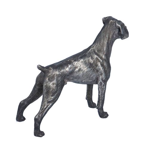 Naturalistic Silver Filled Model of a Boxer Dog image-3