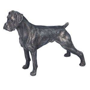 Naturalistic Silver Filled Model of a Boxer Dog