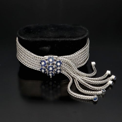 18ct White Gold Diamond and Sapphire Bracelet image-1