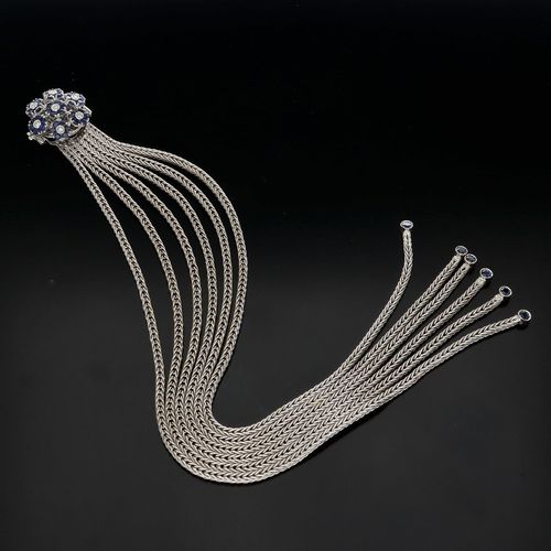 18ct White Gold Diamond and Sapphire Bracelet image-3