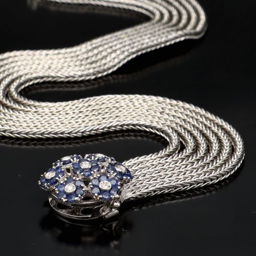 18ct White Gold Diamond and Sapphire Bracelet image-4