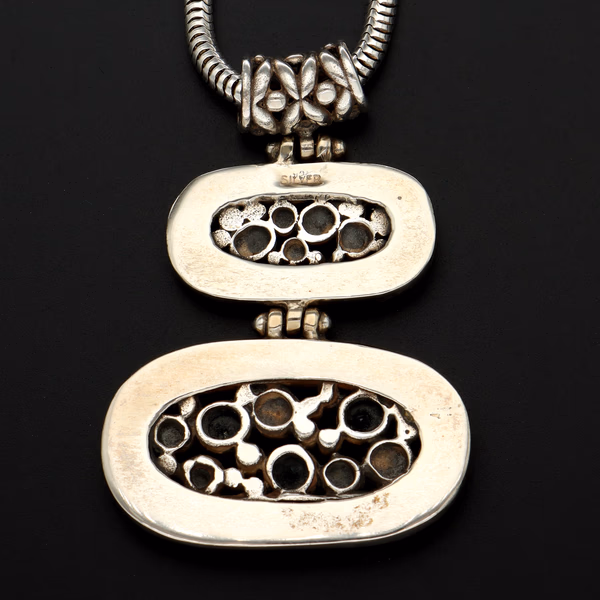 14ct Gold & Silver Pendant With Three Blue Topaz Stones