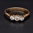 18ct Yellow Gold & Platinum Three Stone Diamond Ring