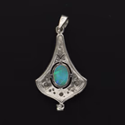 9ct White Gold Opal and Diamond Pendant