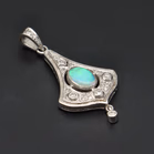 9ct White Gold Opal and Diamond Pendant