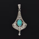 9ct White Gold Opal and Diamond Pendant