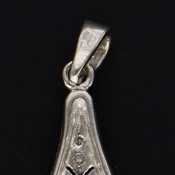 9ct White Gold Opal and Diamond Pendant