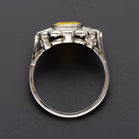 Platinum Yellow Sapphire & Diamond Halo Ring