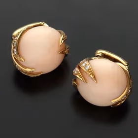 Rare Collectable Pair of Angel Skin Coral Ear Studs