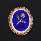 15ct Gold and Enamel Forget Me Not Brooch