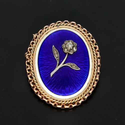 15ct Gold and Enamel Forget Me Not Brooch image-2