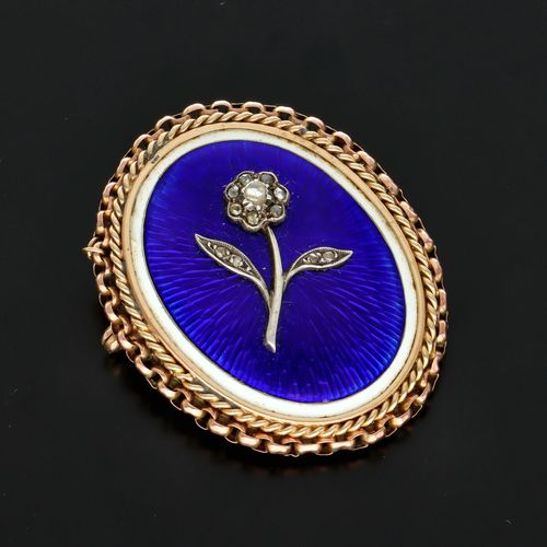 15ct Gold and Enamel Forget Me Not Brooch image-1