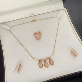 14ct Rose Gold & Rose Quartz Jewellery Suite