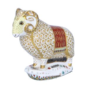 Boxed Royal Crown Derby Ram of Colchis Paperweight