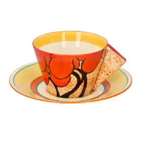 1933 Clarice Cliff "Red Autumn" Conical Cup & Saucer