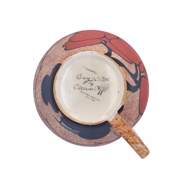1933 Clarice Cliff "Red Autumn" Conical Cup & Saucer