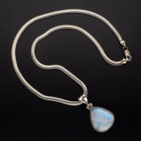 Silver Moon Stone Pendant