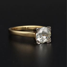 Edwardian 18ct Gold O Cut Diamond Ring
