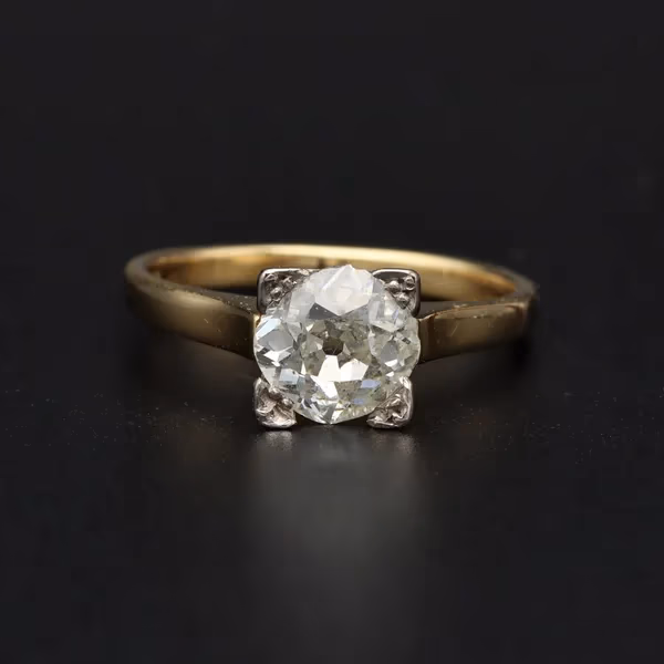 Edwardian 18ct Gold O Cut Diamond Ring