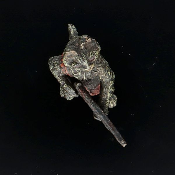 Franz Bergman Bronze Figure of Cat with Rifle