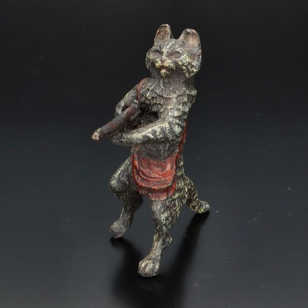 Franz Bergman Bronze Figure of Cat with Rifle
