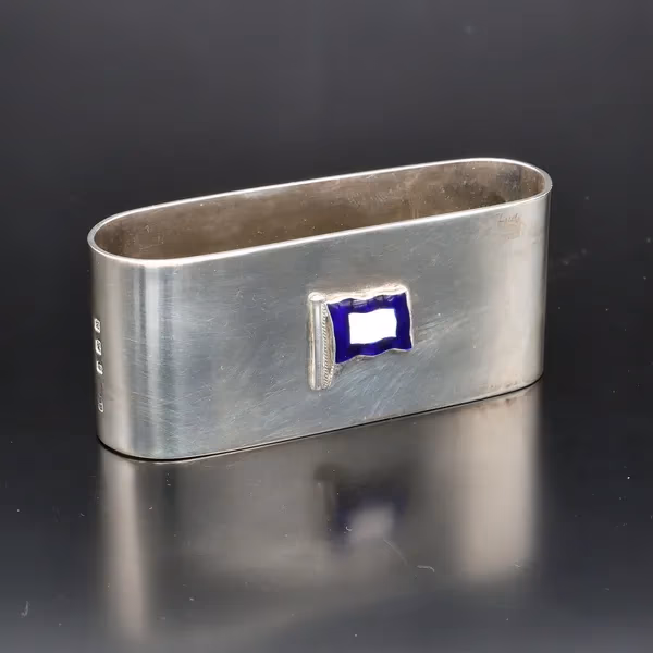Pair of Silver & Enamel Naval Flag Napkin Rings