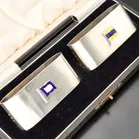 Pair of Silver & Enamel Naval Flag Napkin Rings