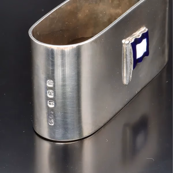 Pair of Silver & Enamel Naval Flag Napkin Rings