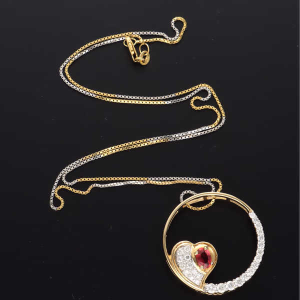 14ct Gold Ruby and Diamond Pendant