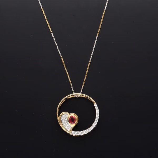 14ct Gold Ruby and Diamond Pendant