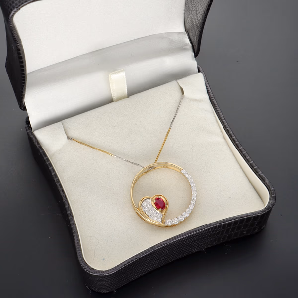14ct Gold Ruby and Diamond Pendant
