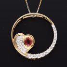 14ct Gold Ruby and Diamond Pendant