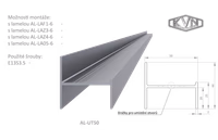 poškozený UT profil 50x44x6000mm, materiál EN AW-6060 T66, přírodní hliník bez povrchové úpravy, cena za KUS - slide 0