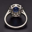 Platinum Cushion Sapphire & Diamond Ring